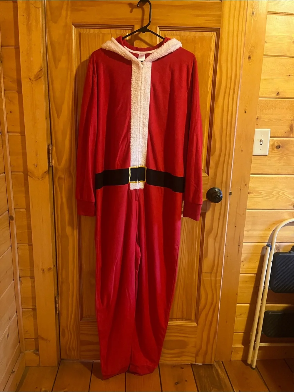 Red Santa Hooded One-Piece Pajamas